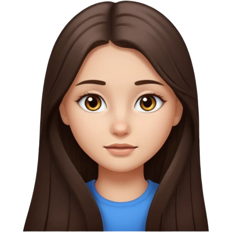 beautiful girl with long brown dark hair straight and with gray eyes with a small birthmark on her cheek emoji ios 18 emoji