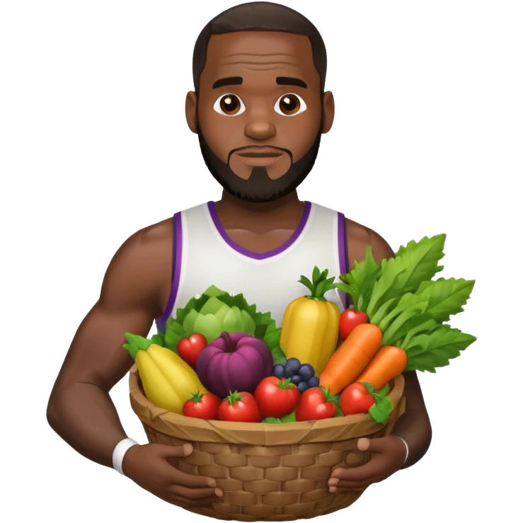 LeBron James holding a basket of fruits and vegetables emoji