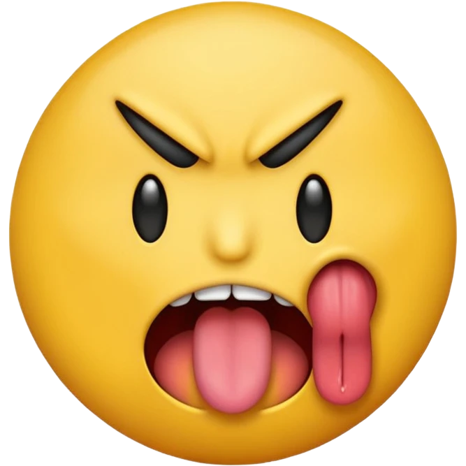 an angry emoji with his tounge sticking out emoji