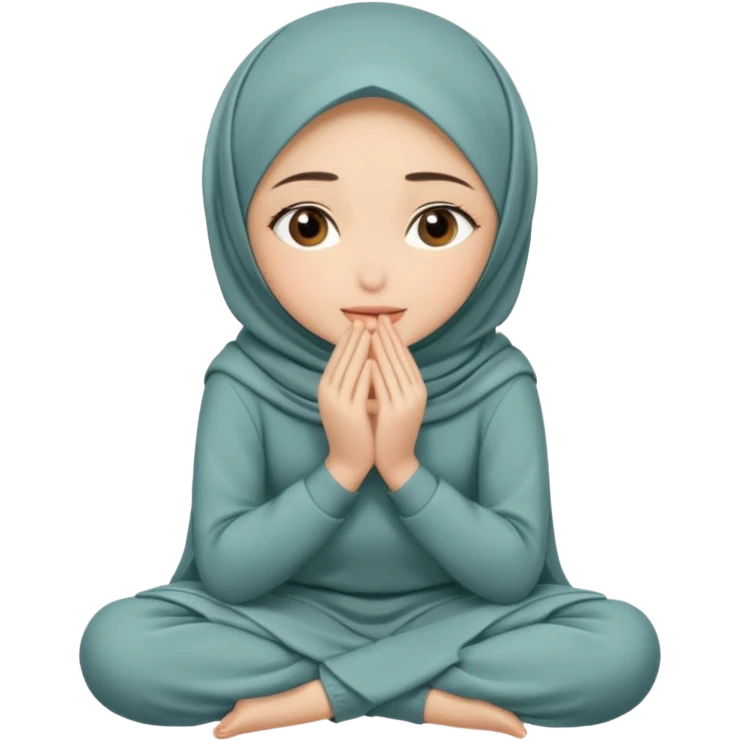 Hijabi girl sitting and hiding her face from her hands emoji