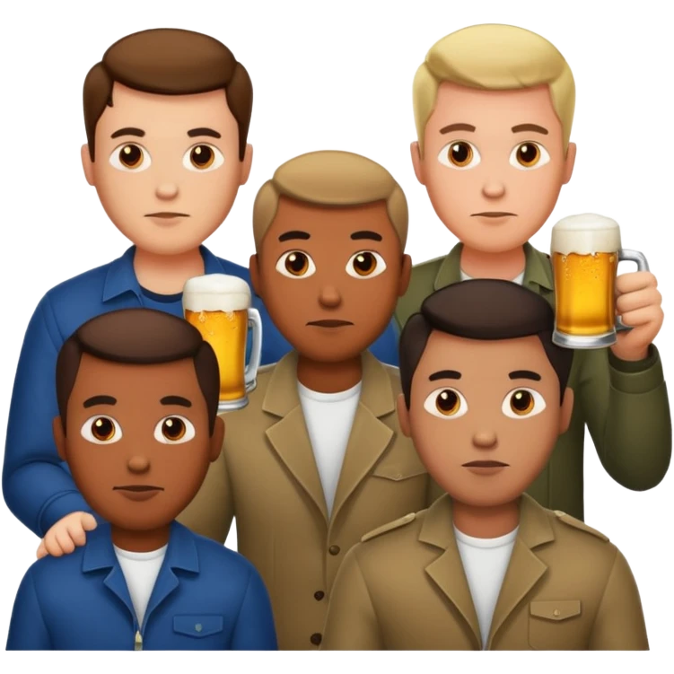 Drinking 10 beers with the boys with serious faces emoji