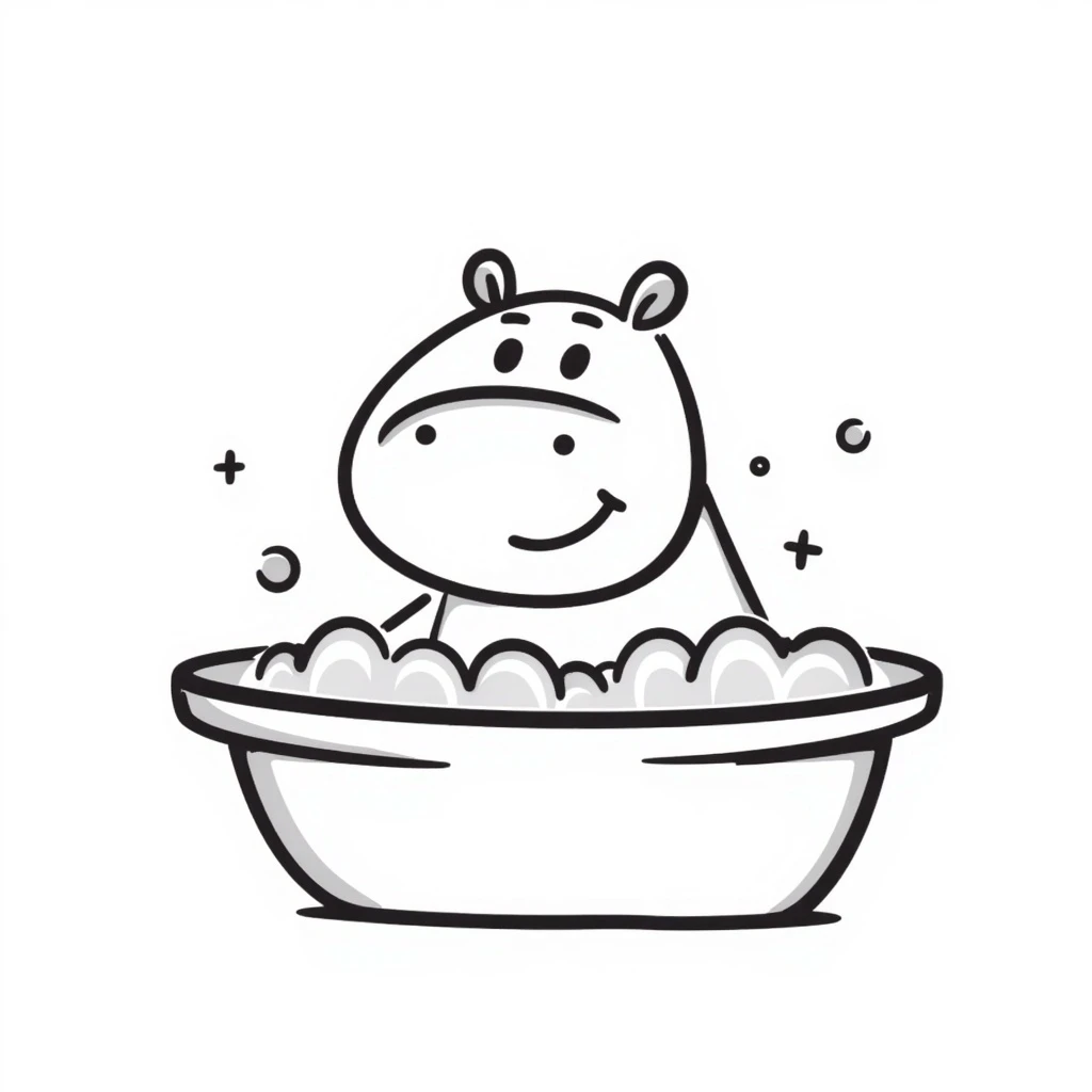 happy hippo with bubbles in bathtub emoji