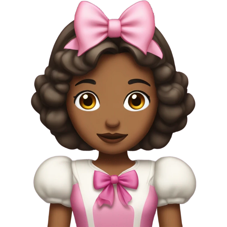 princess Snow White, medium brown skin, with a big pink bow on head emoji