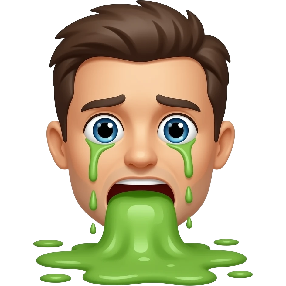 human sick puking green cartoon vomit emoji