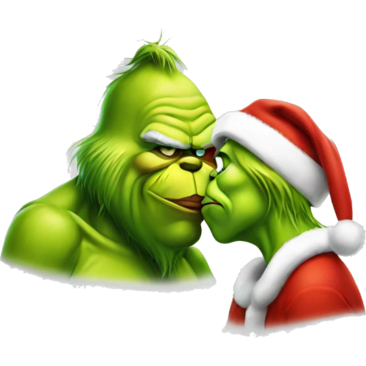 santa claus kissing grinch emoji