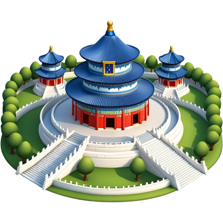 Cinematic Realistic Temple of Heaven Landmark Emoji, depicted with expansive historic architecture set in lush gardens rendered with lifelike detail and serene lighting. emoji