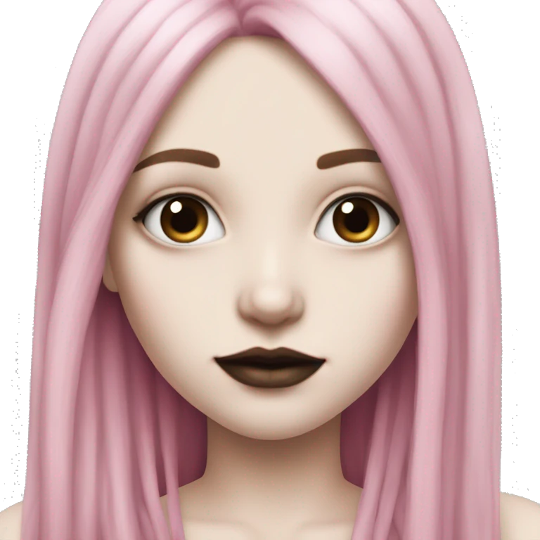 Hyperreal pale skin emo girl with long pink and black hair emoji