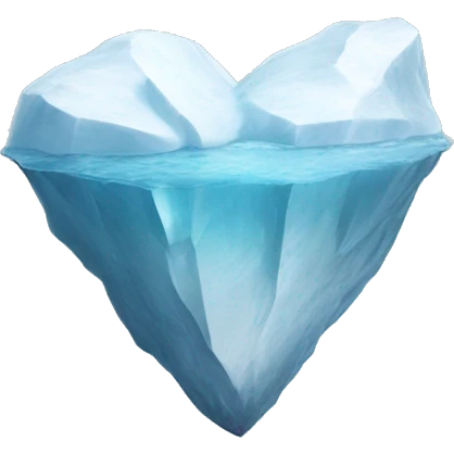 A realistic iceberg shape of a Cupid heart emoji