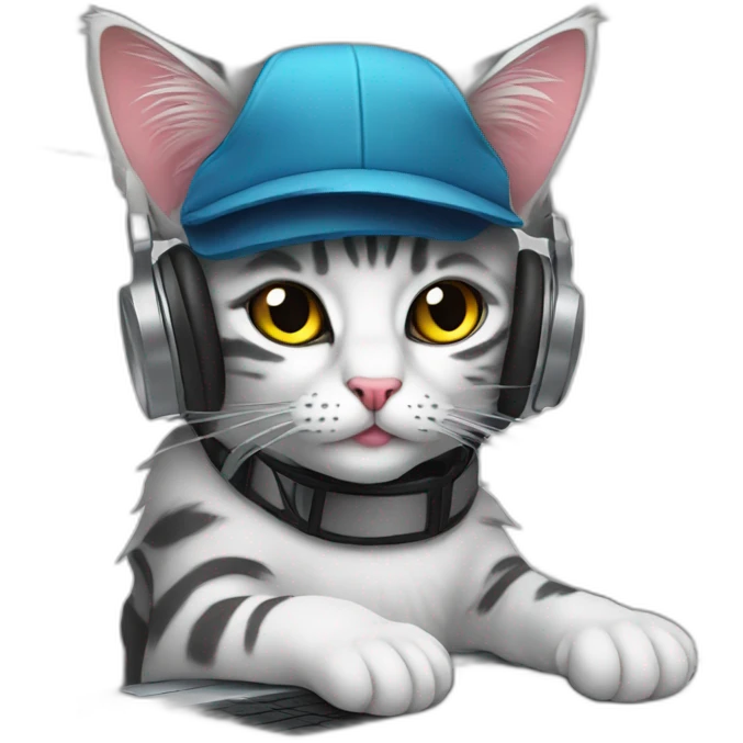 dj-cat-with-macbook emoji