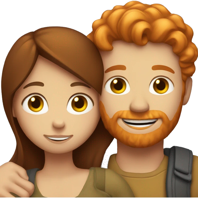 Ginger man hugging a brunette girl emoji