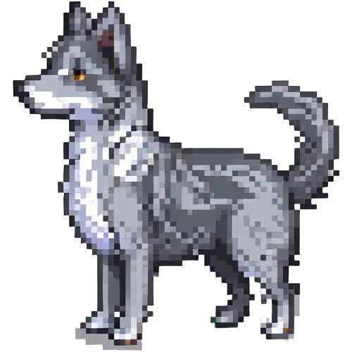 dark grey dog wagging tail pixel art emoji emoji
