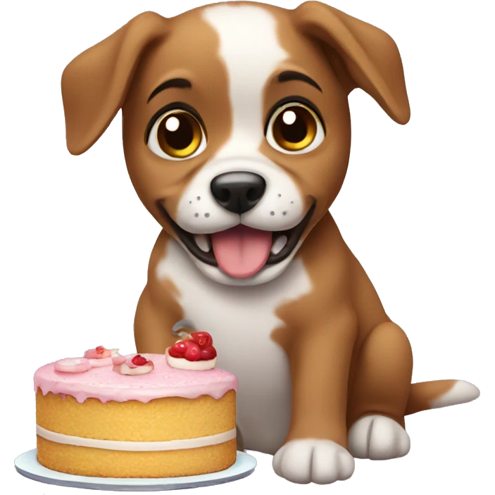 Puppy eat a cake  emoji