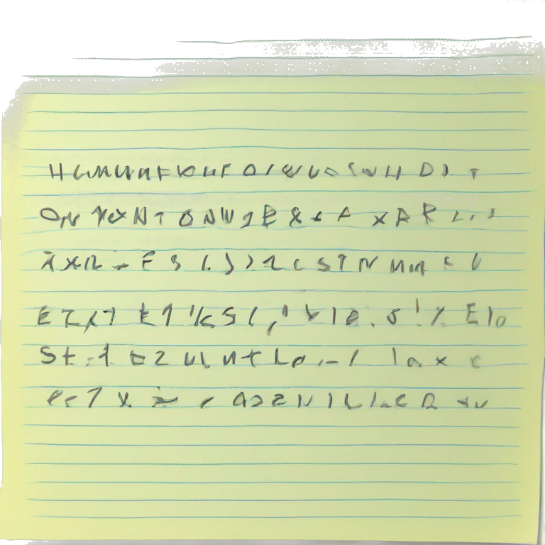 a square-shaped sheet of paper with neatly written text, lines highlighted with highlighter, smooth handwriting emoji