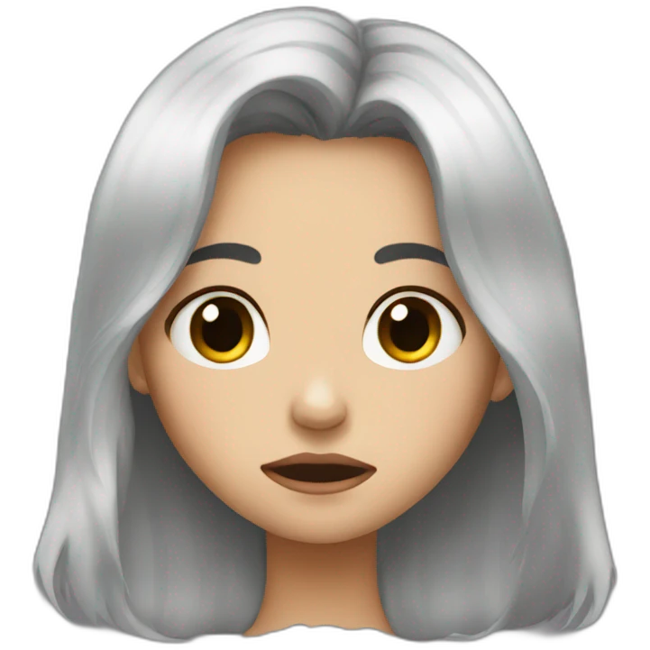 A crying girl with black and tall hair emoji