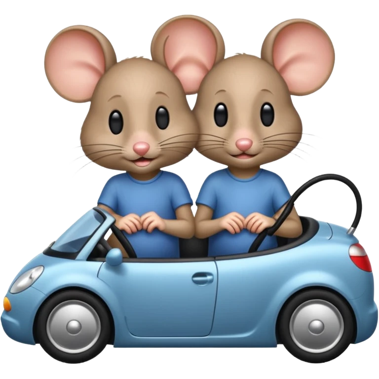 Mice driving with the other mouse’s face in his lap only hair showing emoji