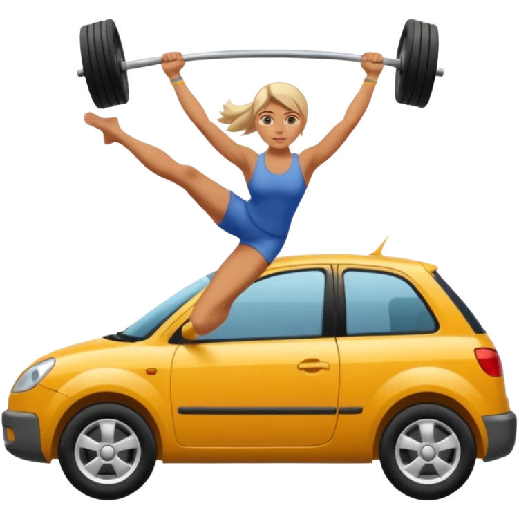 Barefoot woman lifting up a car emoji