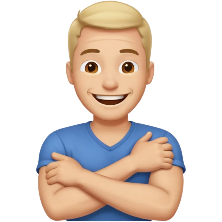 arms crossed over neck laughing guy emoji