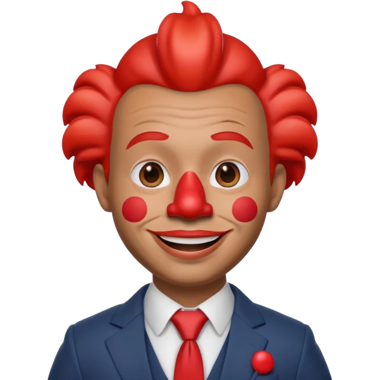 A 3D cartoon man with a red clown nose, smiling expression, wearing a suit, soft lighting, realistic Memoji-style. emoji