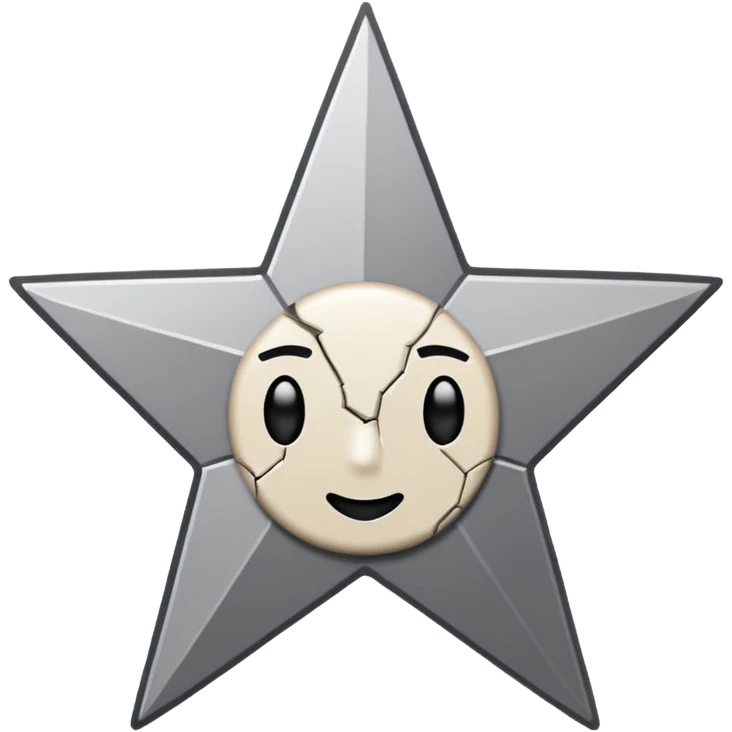 Minimalist emoji-style sticker of a cracked Walk of Fame star with a faint claw mark coming from below, grayscale and ash tones


 emoji