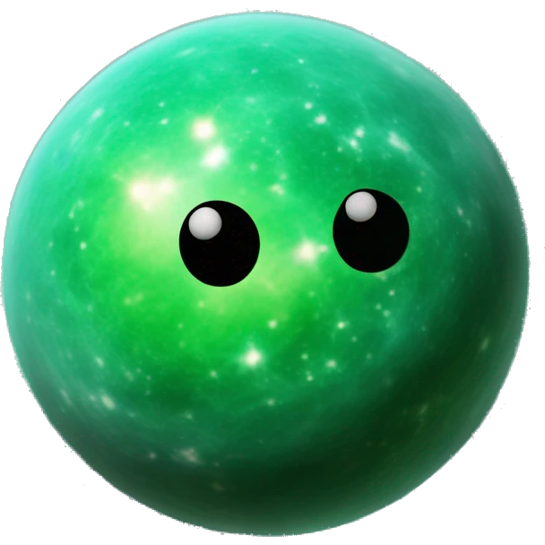 green 3D highly detailed realistic nebula in cosmic outer space, depth of field, png cutout emoji