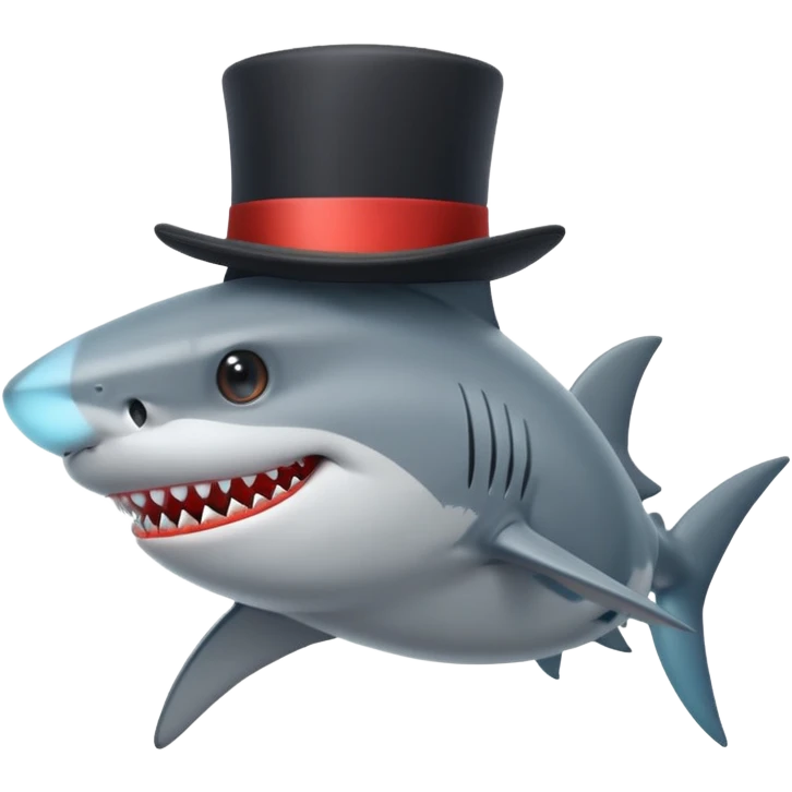 Shark with a top hat emoji