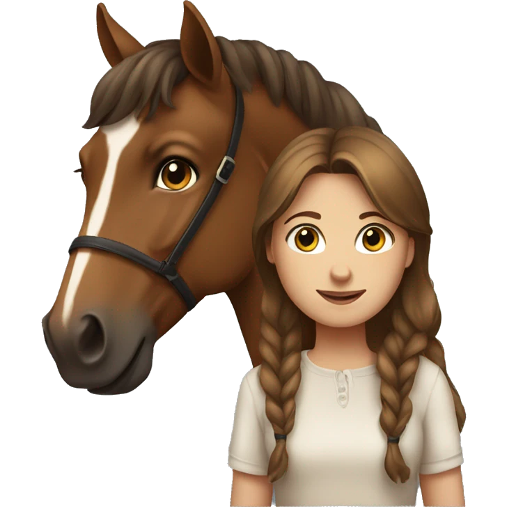 Brown Horse and brown haired girl emoji