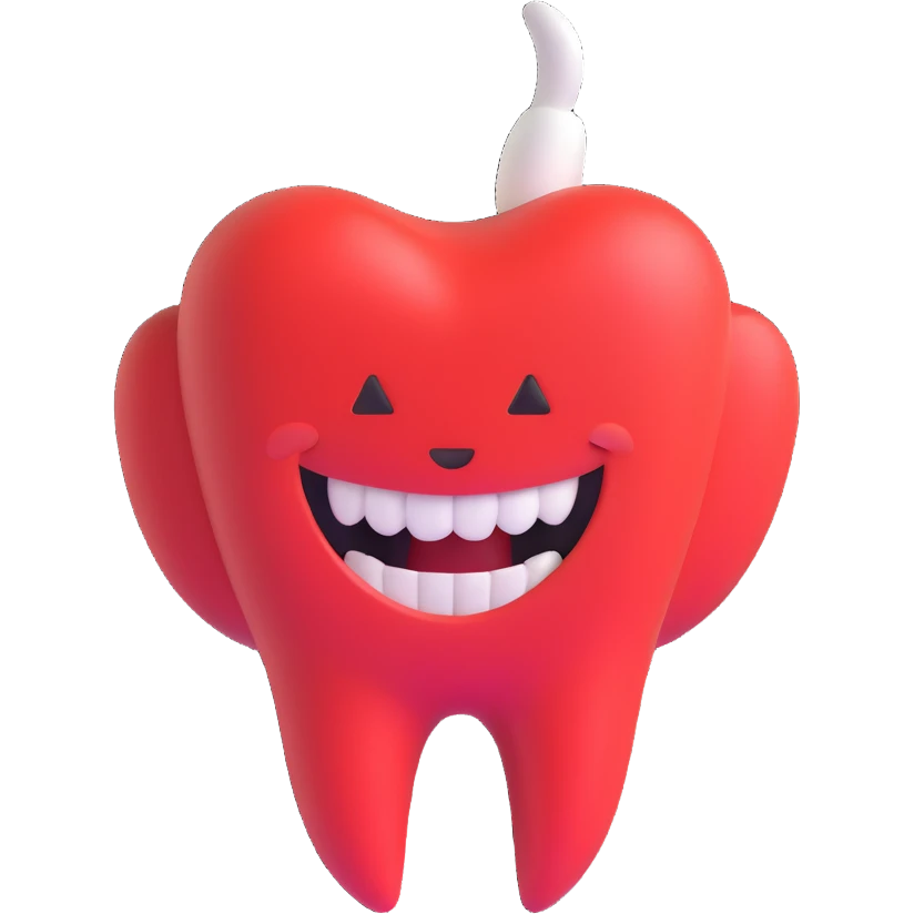 smiling tooth with a slicked-back hair gel look, playful vibe emoji