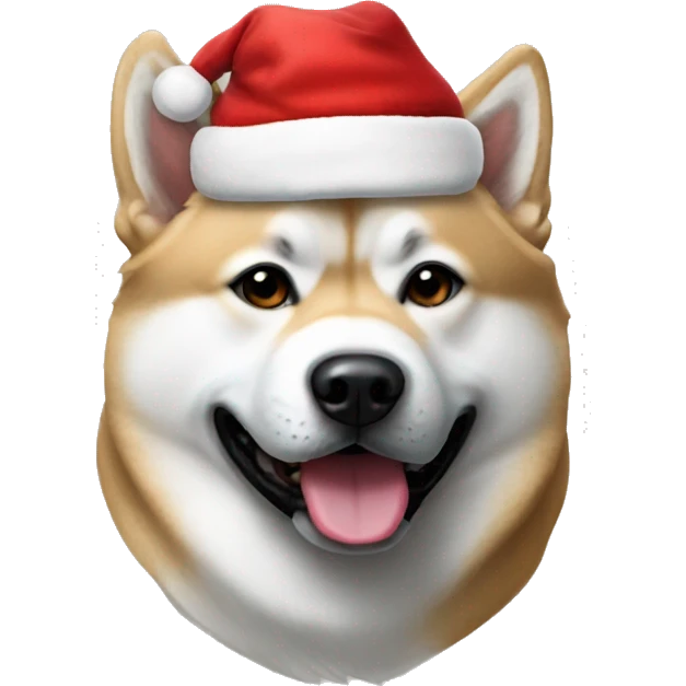 Japanese akita wearing santas hat emoji