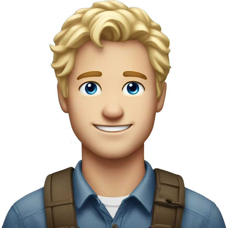 Handsome guy with blonde hair blue eyes and charming freckles with a pretty smile and hunter eyes emoji