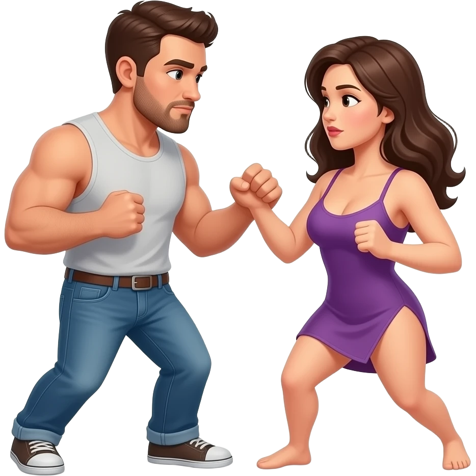 man and woman fighting just before sex emoji