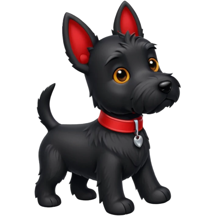 Black scottie dog with red collar walking away  emoji