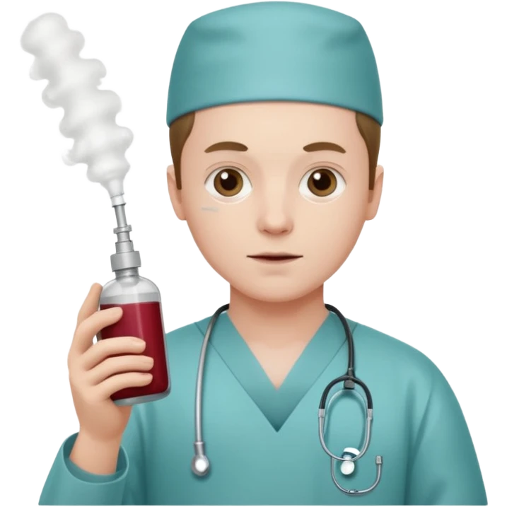 A victorian surgeon using a carbolic spray and wearing a gown emoji