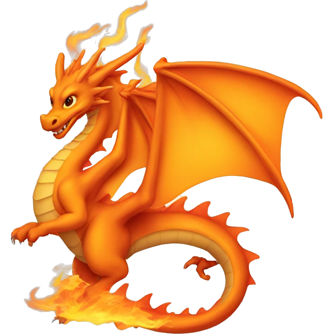 Orange Dragon with flames  emoji
