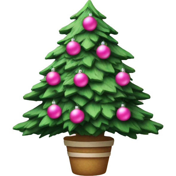 christmas tree with pink ornaments emoji