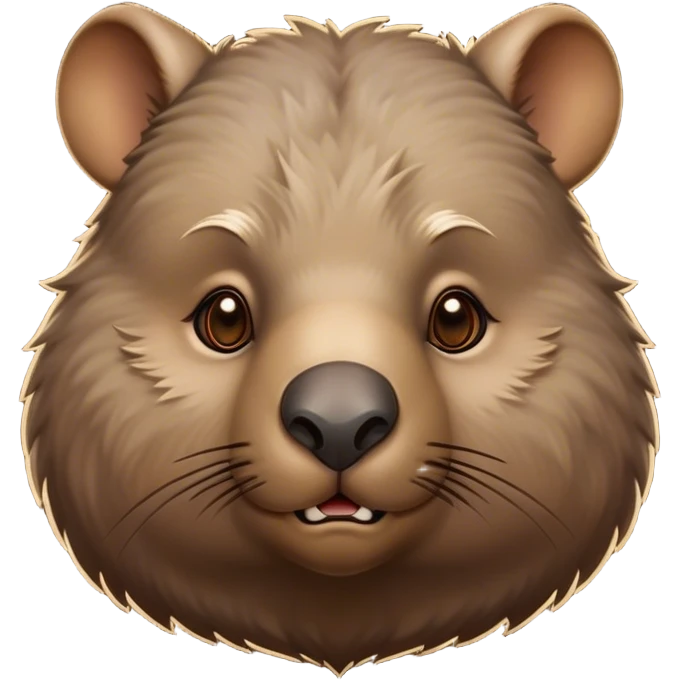 Cinematic Noble Wombat Portrait Emoji, Poised and regal, with a stout, muscular build and a dense, shaggy fur of earthy brown, deep-set soulful eyes with a hint of gruff wisdom, Simplified yet sharp and sophisticated features, highly detailed, glowing with a warm, dignified glow, high shine, intelligent and sturdy, stylized with an air of bushland majesty, focused and attentive, soft glowing outline, capturing the essence of a watchful and confident burrower, so majestic it feels as though it could plod out of the screen with effortless authority! emoji