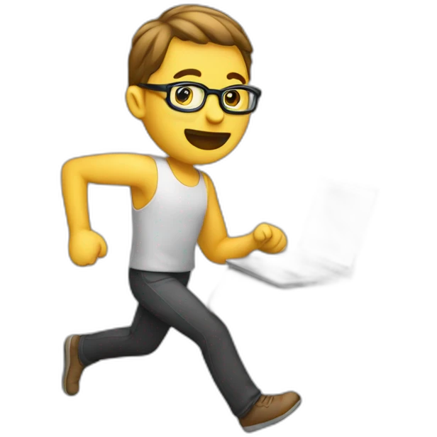 a programmer running with his laptop emoji