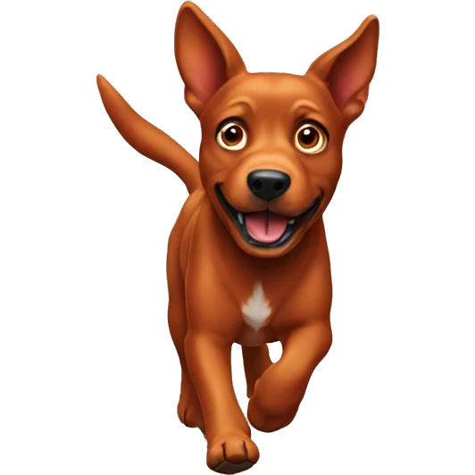 solid red dog with pointed ears running emoji