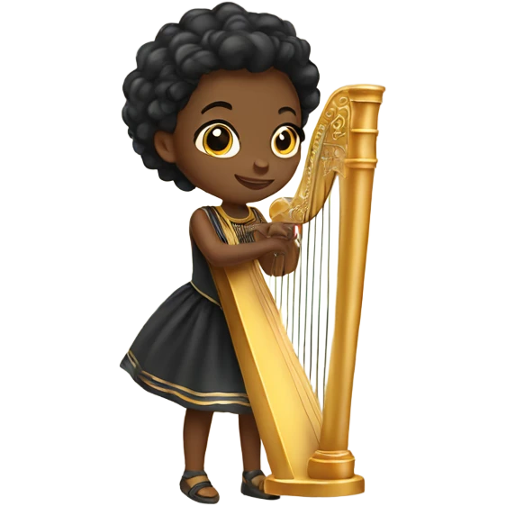 Pretty black girl in dress playing the harp  emoji