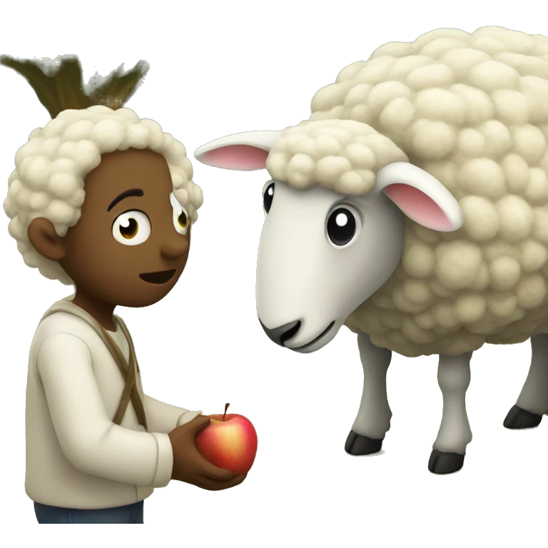 sheep looking at apple god emoji