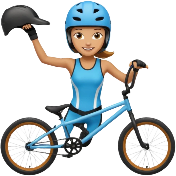 BMX rider woman with helmets emoji