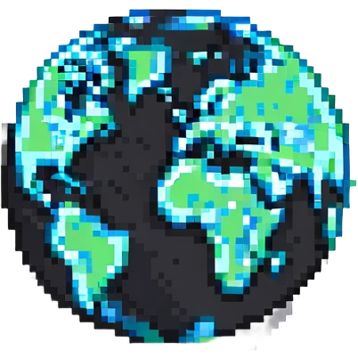 planet earth sphere, pixel art style, no background emoji