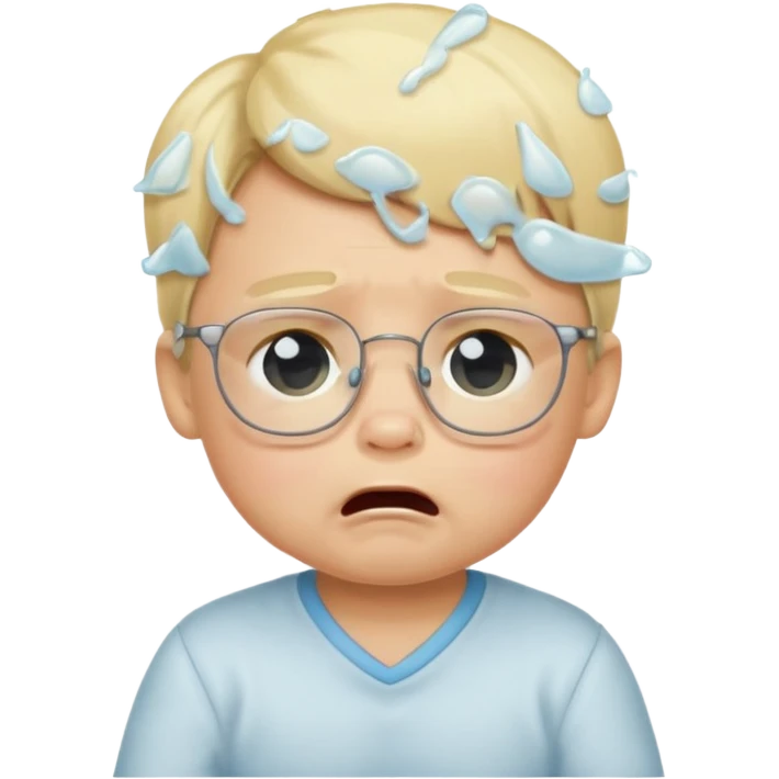 blond baby boy crying with glasses emoji