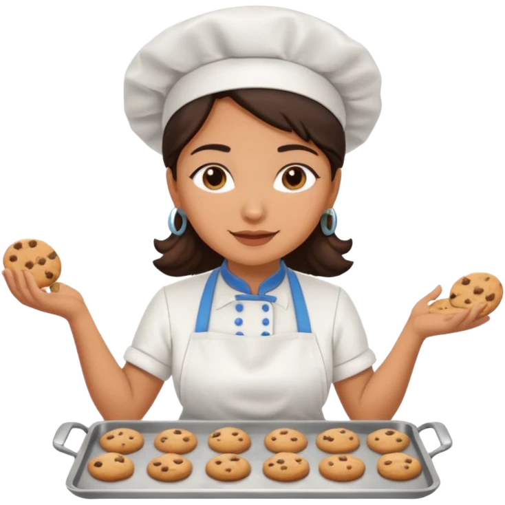 cocinera mujer haciendo cookies emoji