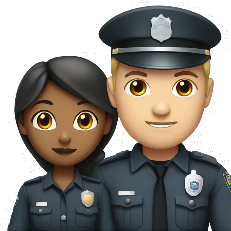 Civil Girl and police man with dark grey uniform emoji