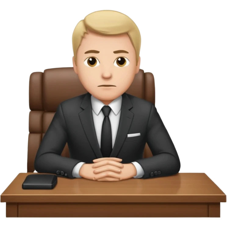 Business man sitting at a desk emoji