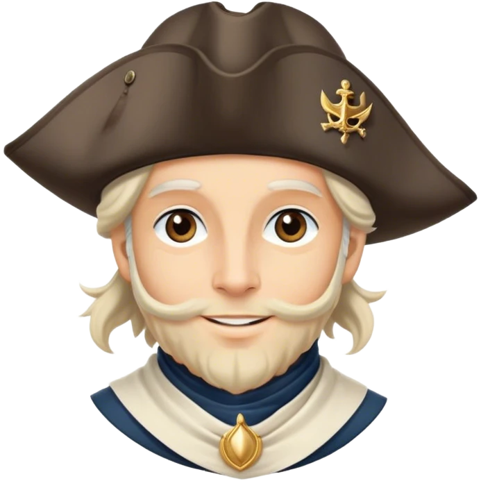 Clash of Clans aesthetic: Beautiful and Majestic Pirate Portrait Emoji, Rendered in serene confidence with a gentle, enigmatic smile and a regal tricorn hat, showcasing a distinguished, weathered build with a timeless bandana and soft, wise eyes in natural skin tone, Simplified yet exquisitely endearing features, highly detailed, glowing with a soft, drowsy maritime light, high shine, calm and heroic, stylized with an air of legendary seafaring elegance, soft glowing outline, capturing the essence of a majestic pirate whose noble spirit inspires epic adventures! emoji