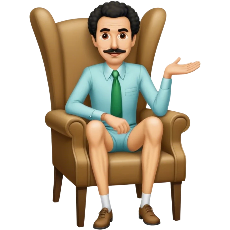 Borat sitting on small chair emoji