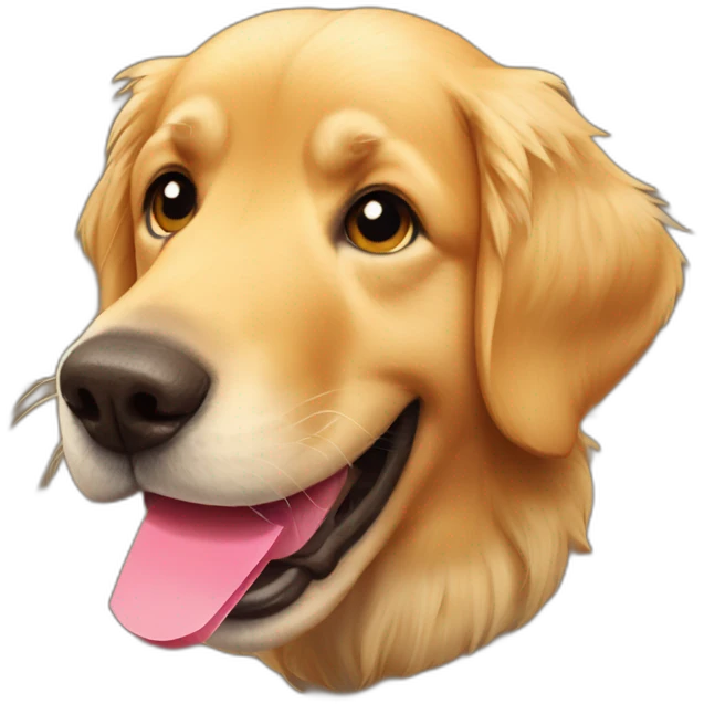 golden retriever with a time ticket in his mouth emoji