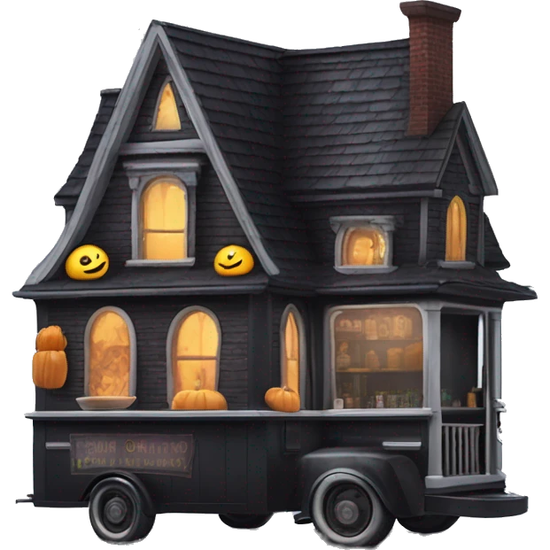 Realized Wednesday Addams haunted dream house on food truck  emoji