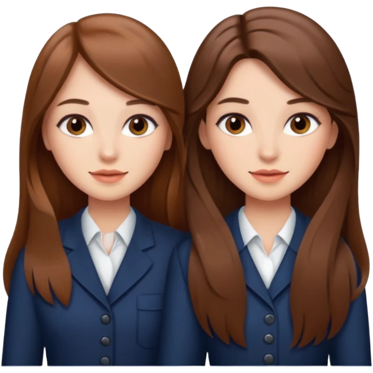 TWO BROWN HAIRED GIRLS DOING PROJECT, PROFESSIONAL AND CUTE , LONG HAIR MAKEUP emoji